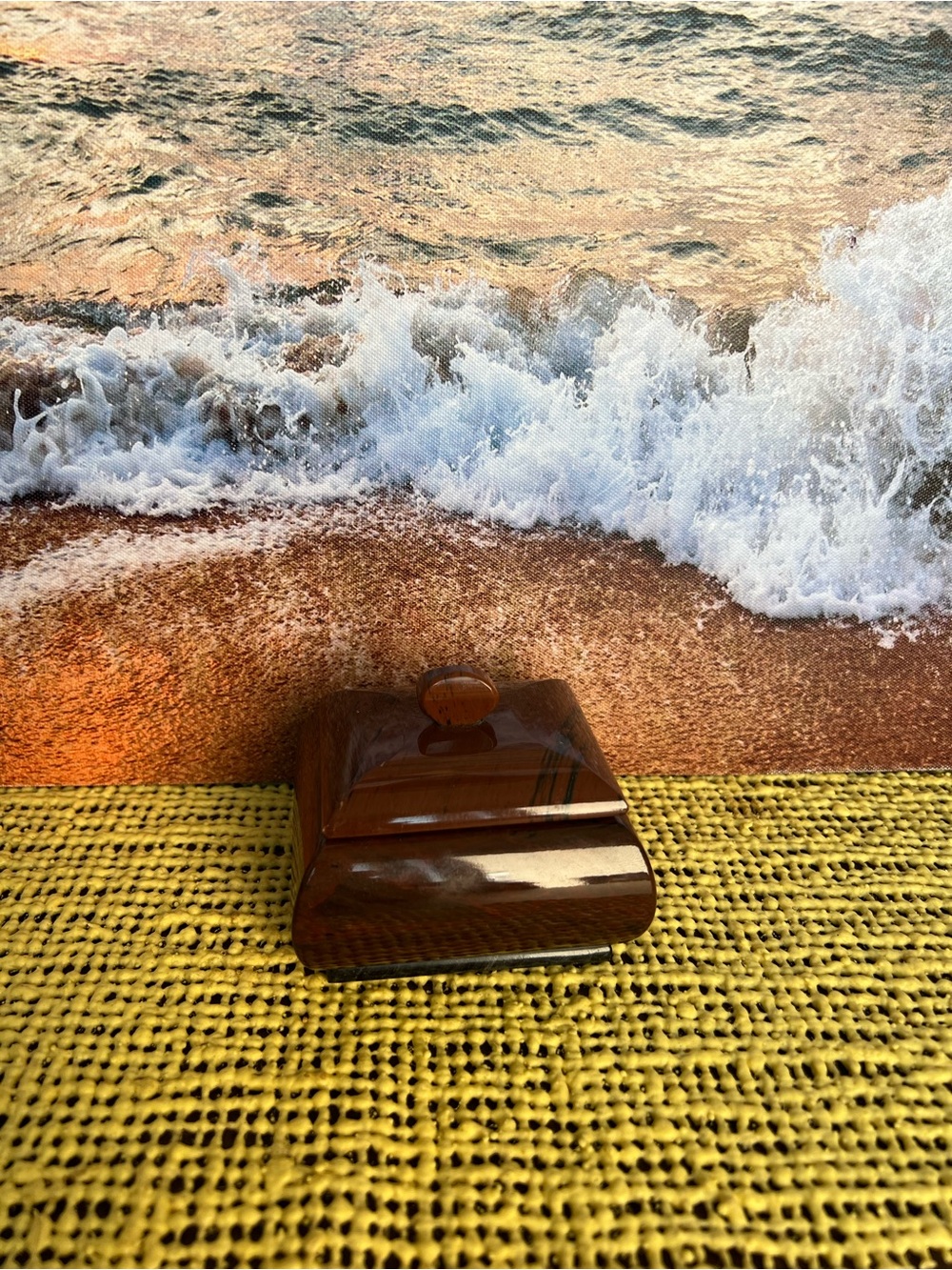 Ural Souvenier Brown Obsidian Trinket box.
